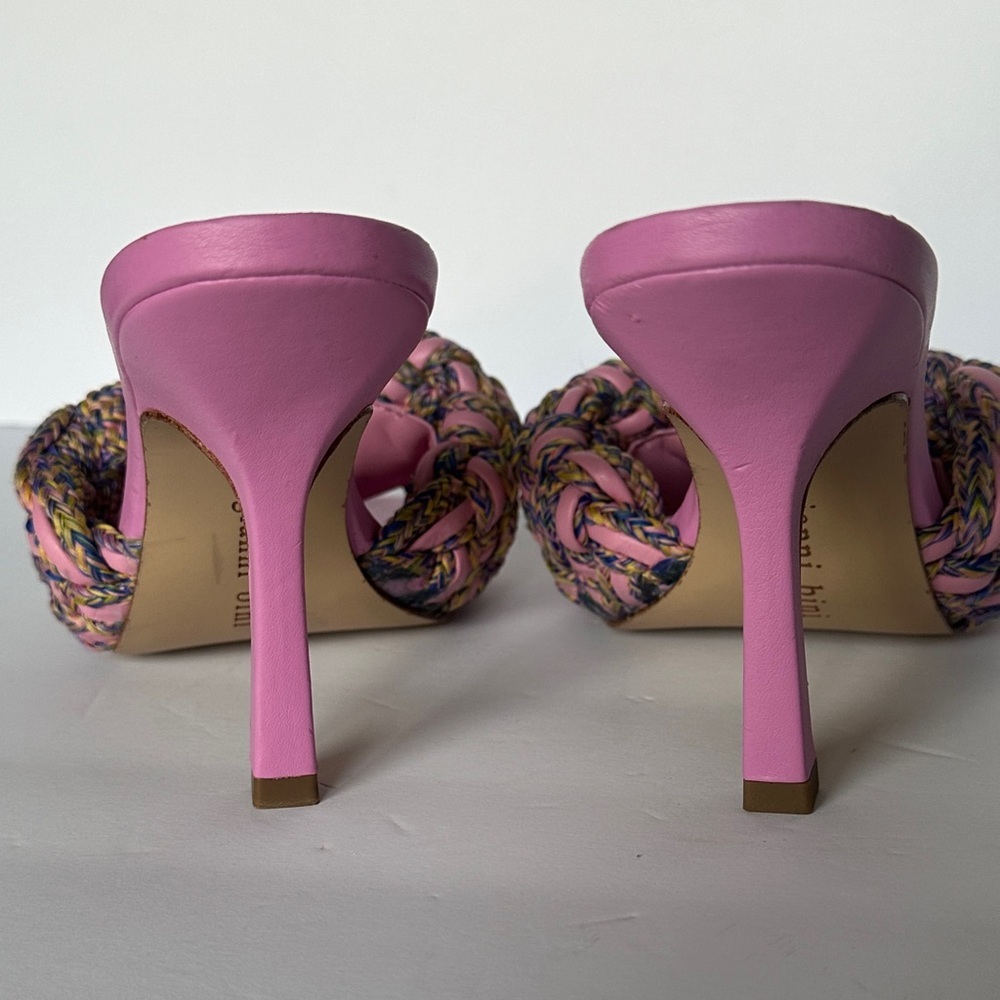 Gianni Bini Bibby woven leather corded square toe heels pink/multicolor 7.5 - Picture 7 of 11